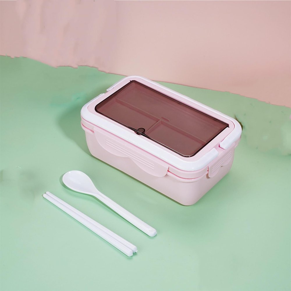 GERRIT Compartment Lunch Box, Plastic Lunch Box, Lunch Box/141 (Color : 02 (Cherry Blossom Pink))