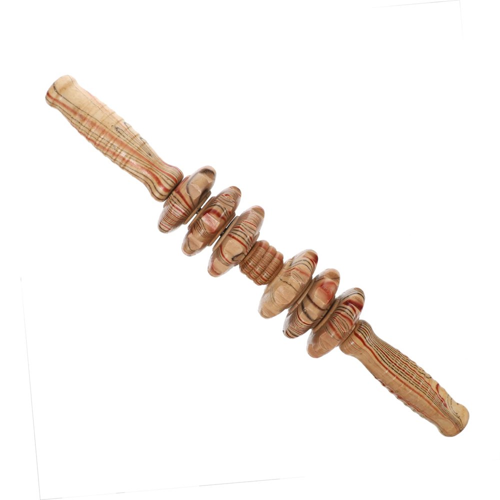 Beavorty Wood Massage Tool for Abdominal Massager Six Wheel Massager for Back and Belly Lightweight Portable Massage Device