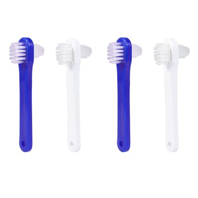 FOMIYES 4pcs Denture Toothbrush Pack Double Sided Heads Denture Cleaning Brush for False Teeth Cleaning Tool