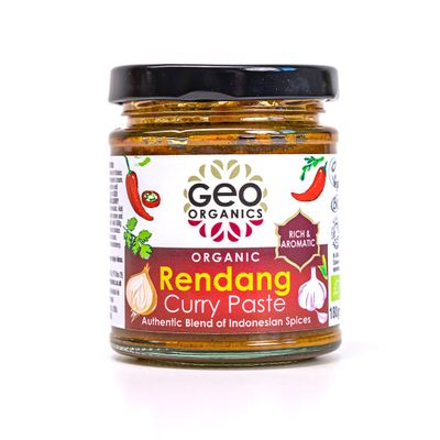 Geo Organics Rendang Curry Paste 180g (Pack of 3) Serves 4 | Organic Indonesian Curry Paste | Vegan-Friendly Organic Curry Paste | Authentic Recipe Vegan Curry | Indonesian food