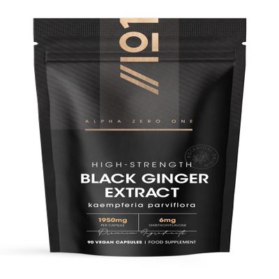 Black Ginger Extract 1950mg  High Strength 4% Dimethoxyflavone (6mg) - 90 Vegan Capsules (3 Month Supply) - Resealable and Recyclable Pouch  by Alpha01