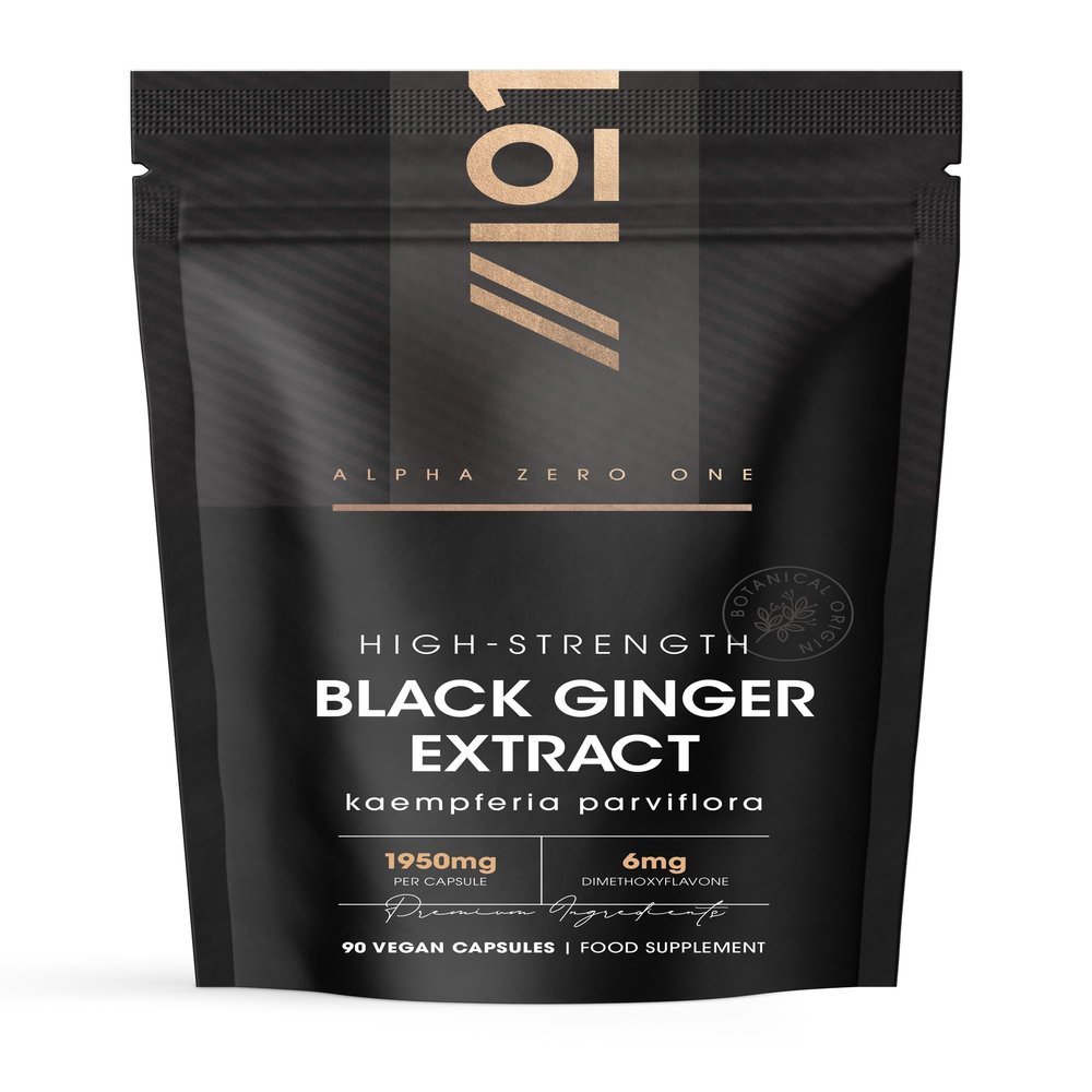 Black Ginger Extract 1950mg  High Strength 4% Dimethoxyflavone (6mg) - 90 Vegan Capsules (3 Month Supply) - Resealable and Recyclable Pouch  by Alpha01