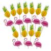 Cabilock Creative Hawaii Theme Cake Topper Set Flamingo Pineapple Toppers for Parties view 1