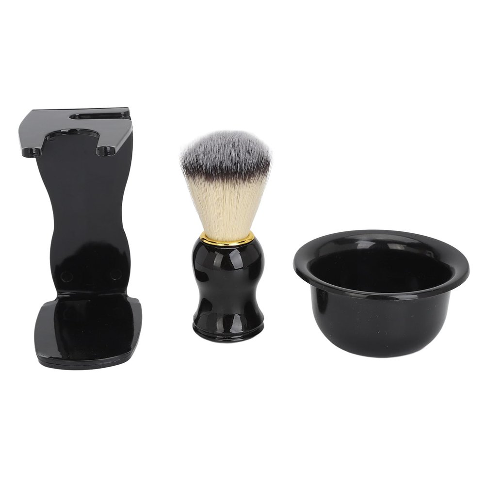 Hooleey Beard Care Kit Pocket Beard Brush with Holder and Soaping Bowl Men Hair Cleaning Styling Set