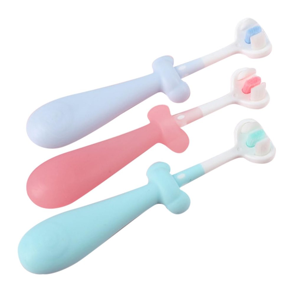 Beatifufu Manual Boys and Girls Toothbrush 3 Pcs Toddler Toothbrushes Soft Bristles and Cute Design