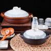 Double Handle Lid Pure Ceramic Tureen Soup with Open fire Ceramic Round Black Dish Casserole/Clay Pot/Earthen Pot/Ceramic Cookware with Lid Heat-Resistant view 4