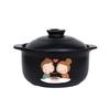 Cartoon Pattern Ceramic Round Black Dish Casserole/Clay Pot/Earthen Pot/Ceramic Cookware with Lid Heat-Resistant Multifunction Practical Anti-scalding Heat-Resistant Stewpan (Size : 3L) view 1