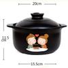 Cartoon Pattern Ceramic Round Black Dish Casserole/Clay Pot/Earthen Pot/Ceramic Cookware with Lid Heat-Resistant Multifunction Practical Anti-scalding Heat-Resistant Stewpan (Size : 3L) view 2