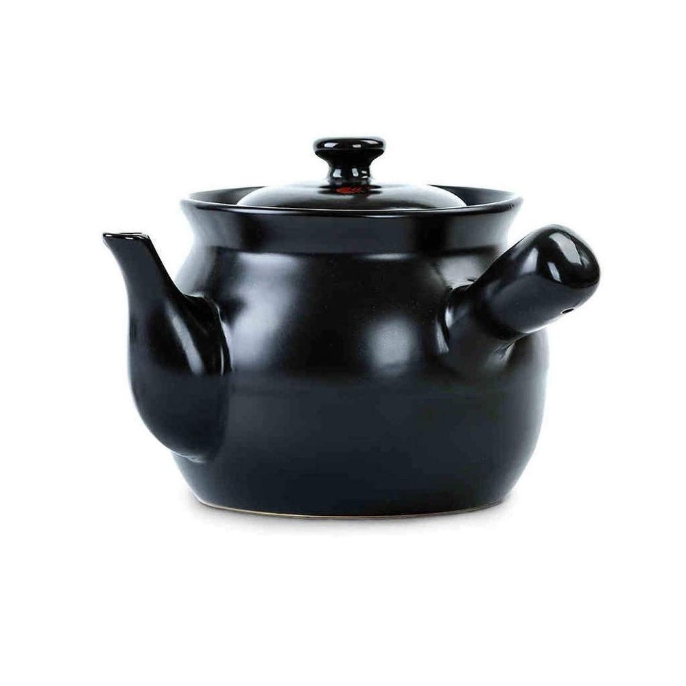 Black Casserole Cooker Manual Clay Household Chinese Retro Multifunction Soup Stone Pot Health Non-Stick Pan Cooking Utensils (Size : 3.1L)