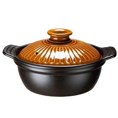 Ceramic Round Black Dish Casserole/Clay Pot/Earthen Pot/Ceramic Cookware with Lid Heat-Resistant Stylish Home Kitchen Ceramic Casserole (Size : 1200ml)