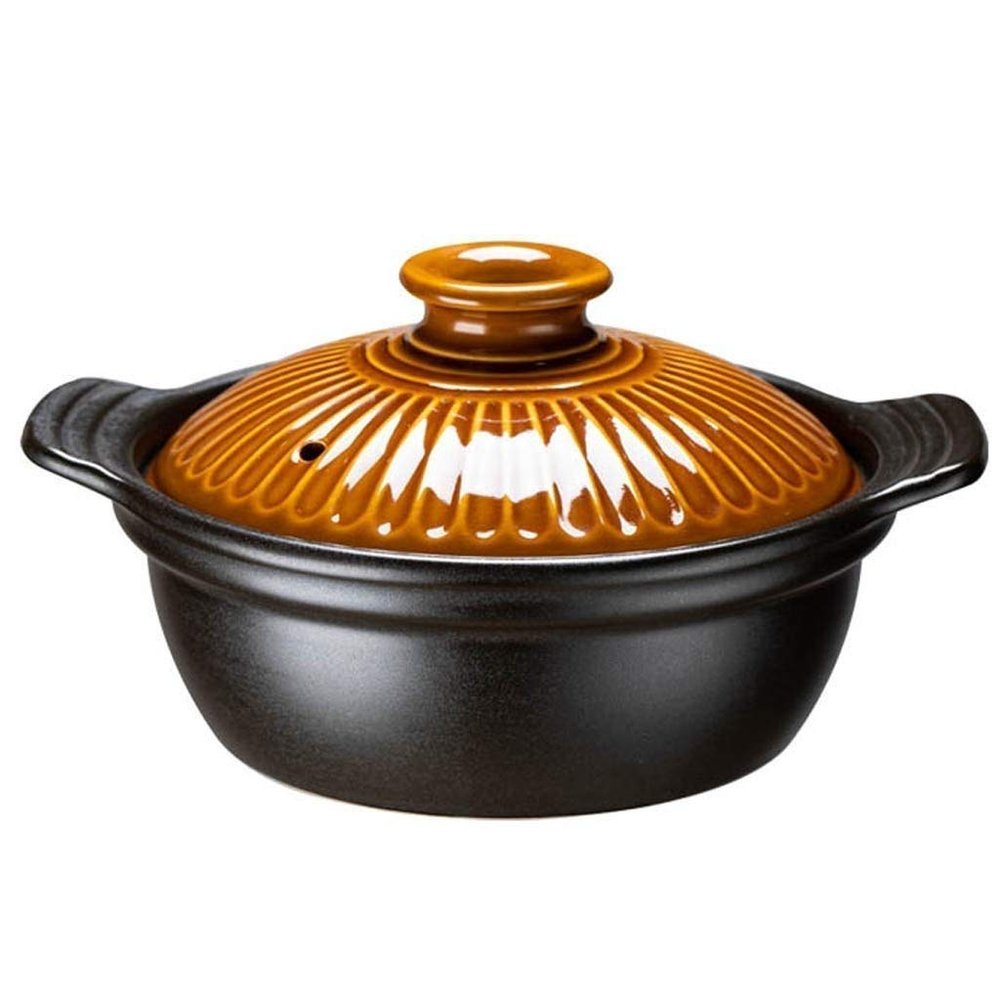 Ceramic Round Black Dish Casserole/Clay Pot/Earthen Pot/Ceramic Cookware with Lid Heat-Resistant Stylish Home Kitchen Ceramic Casserole (Size : 1200ml)