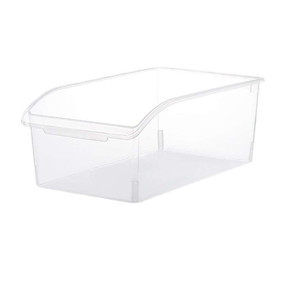 MINGZHE Pantry Organizer Bin Curved Mouth Clear Large Capacity Multi Purpose Food Storage Basket for Kitchen, Countertops, Cabinets, Refrigerator, Freezer, Bedrooms, Bathrooms
