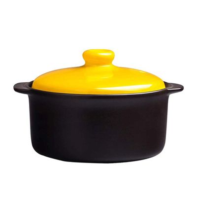 Ceramic Round Casserole/Clay Pot/Earthen Pot/Ceramic Cookware Heat Induction Cooker Open Flame High Temperature Resistance Casserole/Household Ceramics Anti-scalding Practical Stew Pot