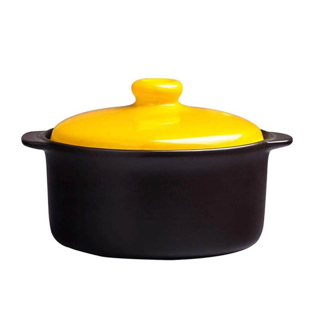 Ceramic Round Casserole/Clay Pot/Earthen Pot/Ceramic Cookware Heat Induction Cooker Open Flame High Temperature Resistance Casserole/Household Ceramics Anti-scalding Practical Stew Pot