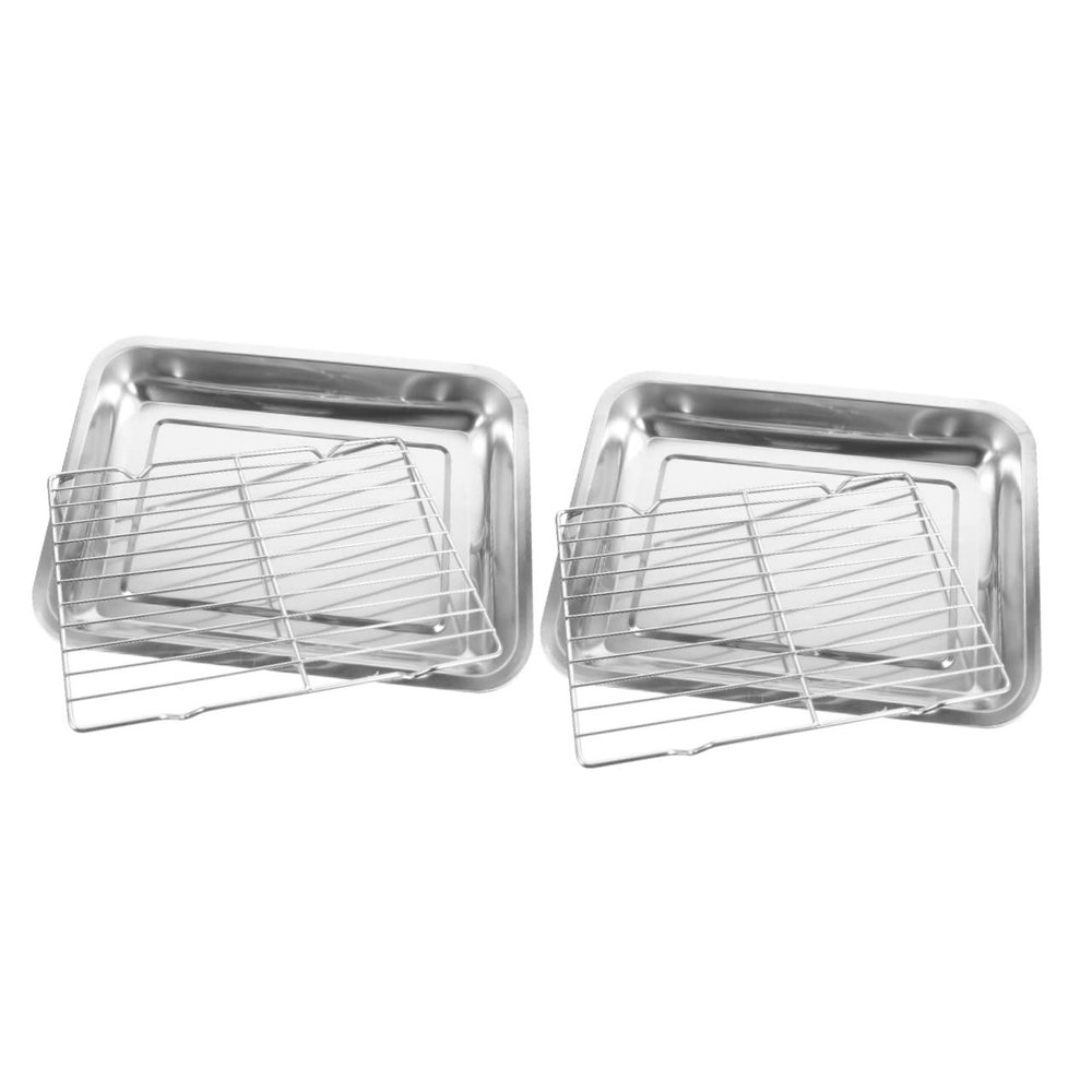 Fruit Bowl 1 Set Stainless Steel Drain Pan Stainless Steel Food Containers Stainless Steel Tray Containers for Food Convenient Fruits Plate Barbecue Serving Dish Frying Food Tray Pot Belt (Color : Si