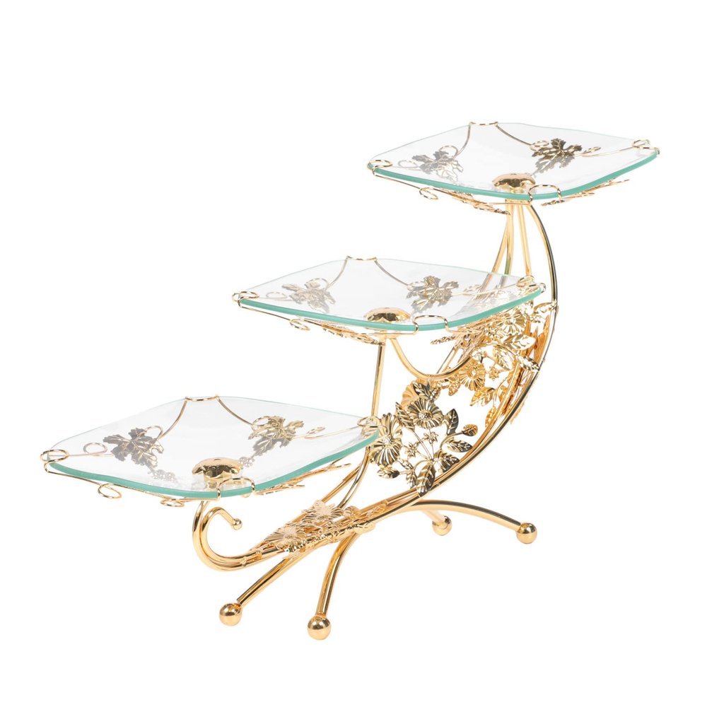 WeBert Fruit Bowl 1pc European Style Fruit Plate Food Storage Tray Dessert Stand Wedding Decor Cake Stand Table Tray Food Tray Dessert Display Plate Layered Fruit Tray Glass Decorate Decorations