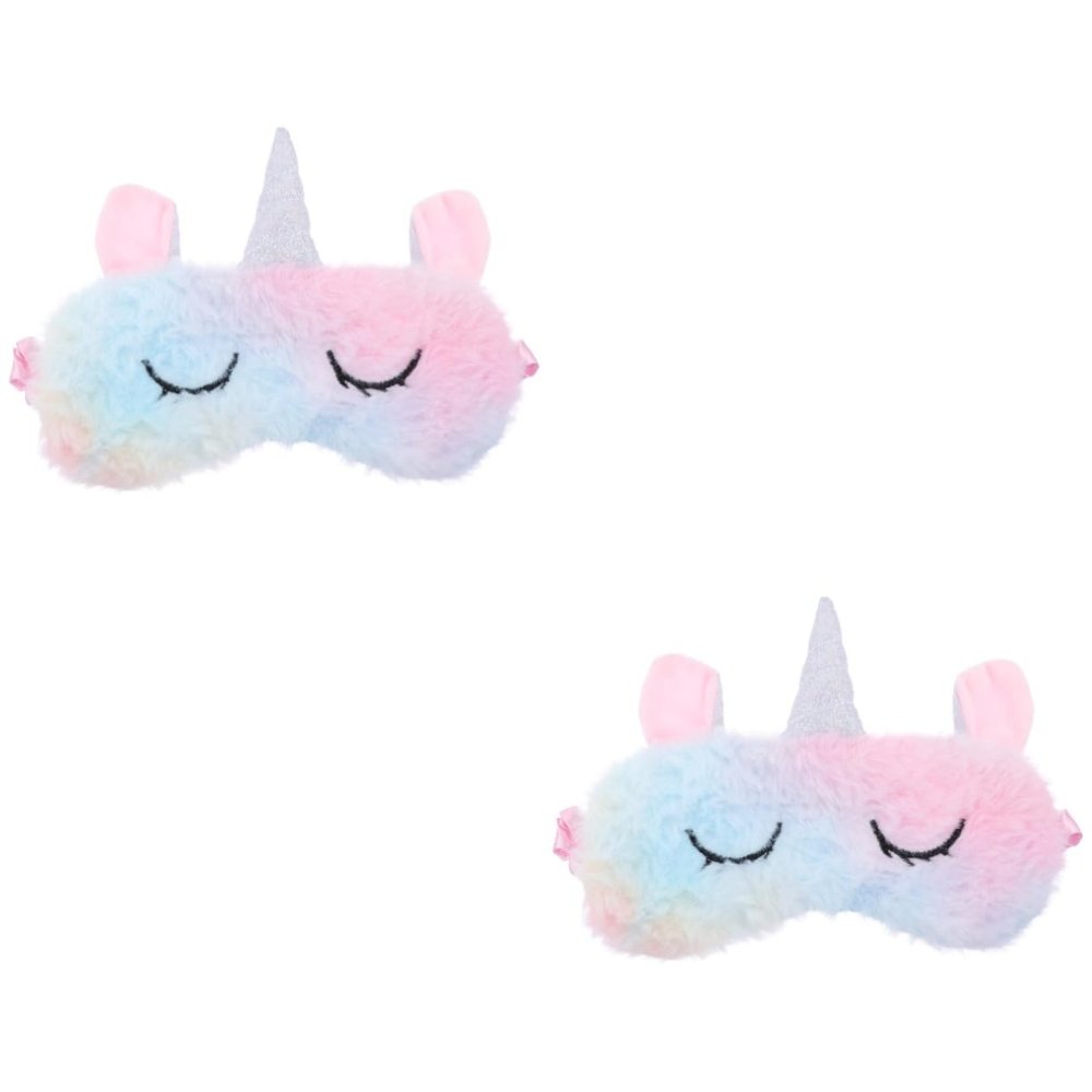 FOMIYES 2pcs Adorable Unicorn Plush Sleeping Eye Shade Soft Plush Material for Comfort for Nap Sleeping in Bedroom