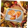 Fruit Bowl 1 Set Stainless Steel Drain Pan Stainless Steel Food Containers Stainless Steel Tray Containers for Food Convenient Fruits Plate Barbecue Serving Dish Frying Food Tray Pot Belt (Color : Si view 4