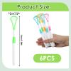 6 Pack Tongue Scraper, 2 in 1 Tongue Brusher Tongue Cleaner Tool Portable Tongue Brush Non Slip Use After Toothbrush for Adults Kids Reduce Bad Breath Dental Maintain Mouth Health 4 Color view 2