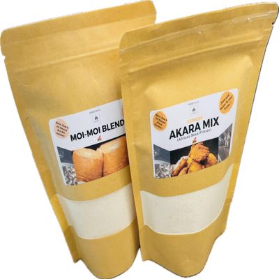 Akara Mix(341g) & Moi-Moi Blend(437g) Combo Bundle Pack, Nigerian food, African beans fritter, Nigerian Akara, Moi-moi Blend with beans flour-341g and 437g