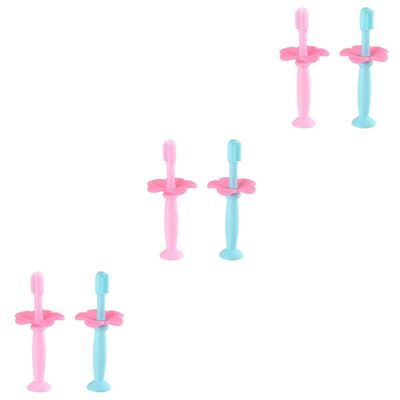 FRCOLOR 6pcs Silicone Toothbrush for Boy Girl Boys and Girls Protective Baffle Training Toothbrush for Oral Care Soft Bristles