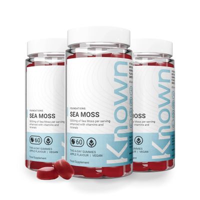 Known Sea Moss Supplement 5000mg - 3 Month Supply, Natural Apple Flavour - Vitamin C & Iodine for Immunity & Thyroid Support - High Strength, Vegan Chewable