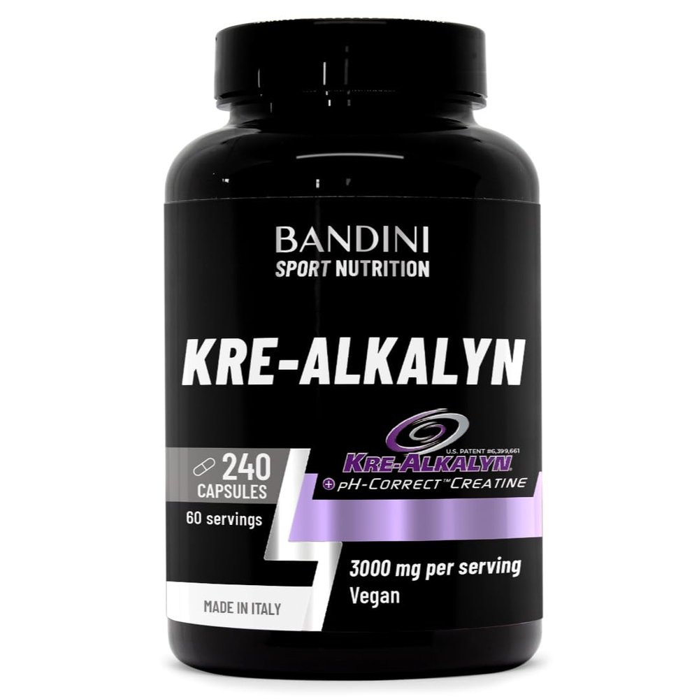 Bandini Kre-Alkalyn 240 Capsules (2 Months) - Buffered Alkaline Creatine - Training, Sport, Gym & Pre Workout - 100% Vegan - Kre Alkalyn Based on buffered Creatine Monohydrate - Produced in Italy