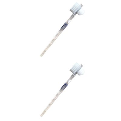 FRCOLOR 2pcs Teeth Cleaning Plaque Removal Denture Brush Double-Sided False Teeth Brush Gentle Bristles Non-Slip Handle