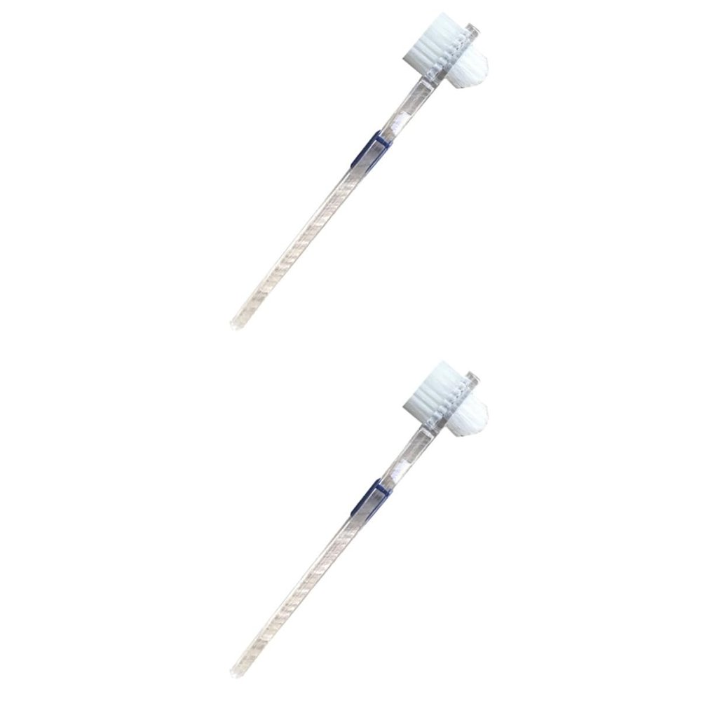 FRCOLOR 2pcs Teeth Cleaning Plaque Removal Denture Brush Double-Sided False Teeth Brush Gentle Bristles Non-Slip Handle