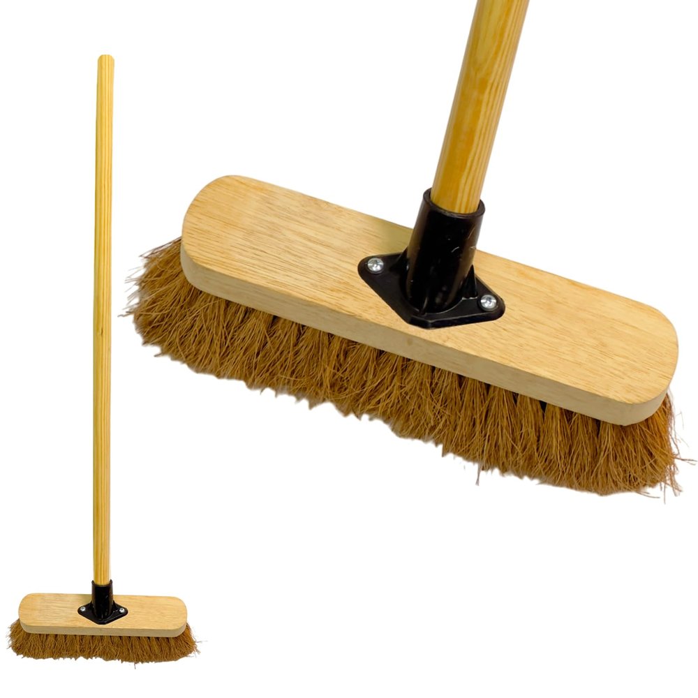 10 Sweeping Brush Indoor Soft Broom with Wooden Handle Coco Bristles Indoor Floor Broom with Durable Support Bracket Cleaning Brush for Easy Swiping Dust And Wisp Floors (PACK OF 1)