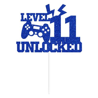 Level 11 Unlocked Cake Topper, Boys 11th Birthday Dcor, Cheers to 11 Years, Video Game Controller Happy 11th Birthday Party Decorations, Level Up Winner Decor