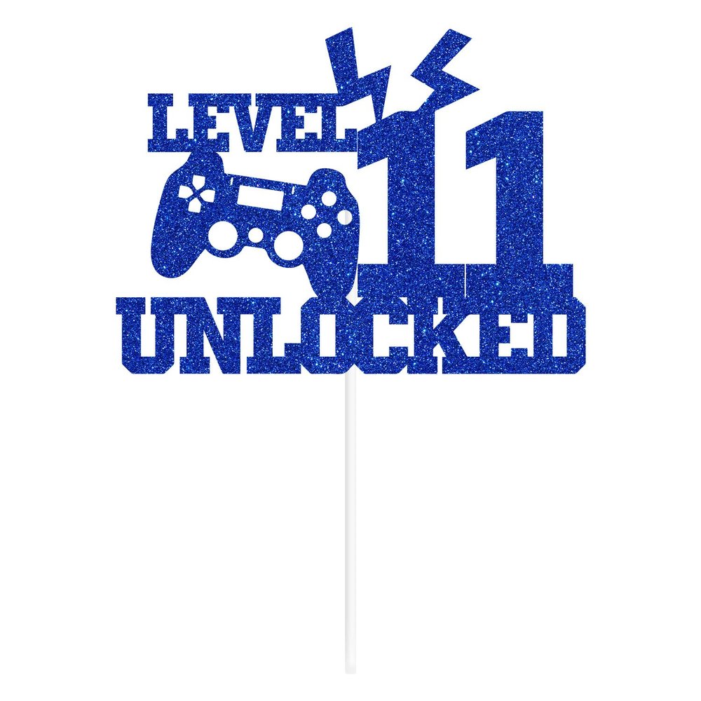 Level 11 Unlocked Cake Topper, Boys 11th Birthday Dcor, Cheers to 11 Years, Video Game Controller Happy 11th Birthday Party Decorations, Level Up Winner Decor
