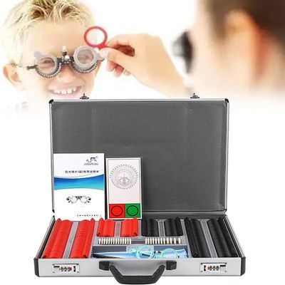 Optometry Optical Instrument with Trial Frame - 266 pcs Optical Trial Lens Set Optometry Kit - Aluminum Case Trial Frame Optometry Optician Test