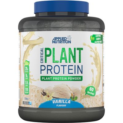 Applied Nutrition Plant Protein Powder  Critical Plant Vegan Protein Shake with SOYA, Pea, Brown Rice Proteins & Essential Amino Acids - Dairy-Free Gym Supplement (1.8kg - 60 Servings) (Vanilla)