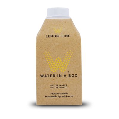 Water in a Box Flavoured Pure Spring Water 12 x 500ml Cartons | 100% Recyclable Packaging | Sustainably Sourced - Better Water for a Better World (Lemon + Lime)