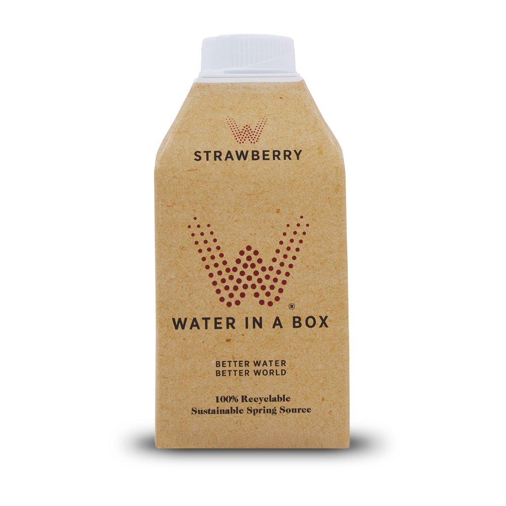 Water in a Box Flavoured Pure Spring Water 12 x 500ml Cartons | 100% Recyclable Packaging | Sustainably Sourced - Better Water for a Better World (Strawberry)