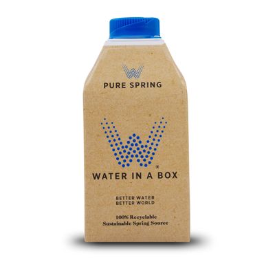 Water in a Box Flavoured Pure Spring Water 12 x 500ml Cartons | 100% Recyclable Packaging | Sustainably Sourced - Better Water for a Better World (Pure Spring)