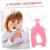 FOYTOKI 6pcs Children's U-Shaped Toothbrush Set Soft Silicone Brush Heads 360 Manual Teeth Cleaning Tool for Kids Boys and Girls Oral Care view 2