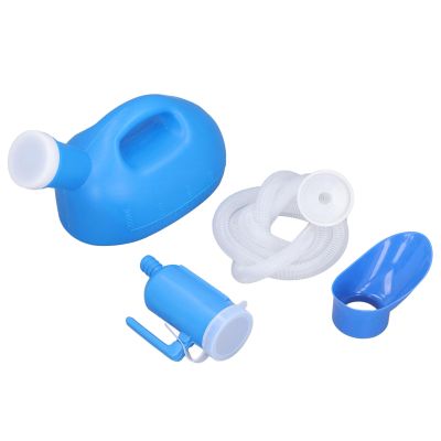 2000ml Large Pee Bottle with Long Hose, Strong Plastic Urinal for Men and Women, Portable, Easy to Clean, Wide Application (Blue)