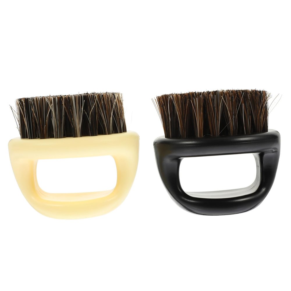 BIUDECO Mens Multi-function Beard Brush and Hair Cleaning Comb 2pcs Set with Boar Bristles Black Beige for Styling, Neck Hair Removal, and Grooming at Home Or Barber Shop