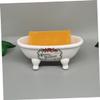 Amosfun Soap Holder Decorative Mini Bathtub Ceramic Soap Dish for Bathroom Sink Countertop with Drainage Tray Small Bath for Home Use view 3