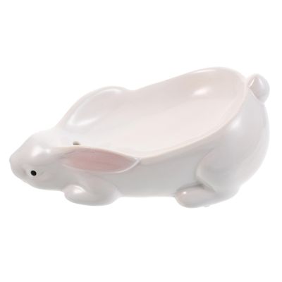 Amosfun Decorative Ceramic Soap Dish Small Soap Holder Drainage for Kitchen Bathroom White