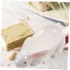 Amosfun Decorative Ceramic Soap Dish Small Soap Holder Drainage for Kitchen Bathroom White view 2