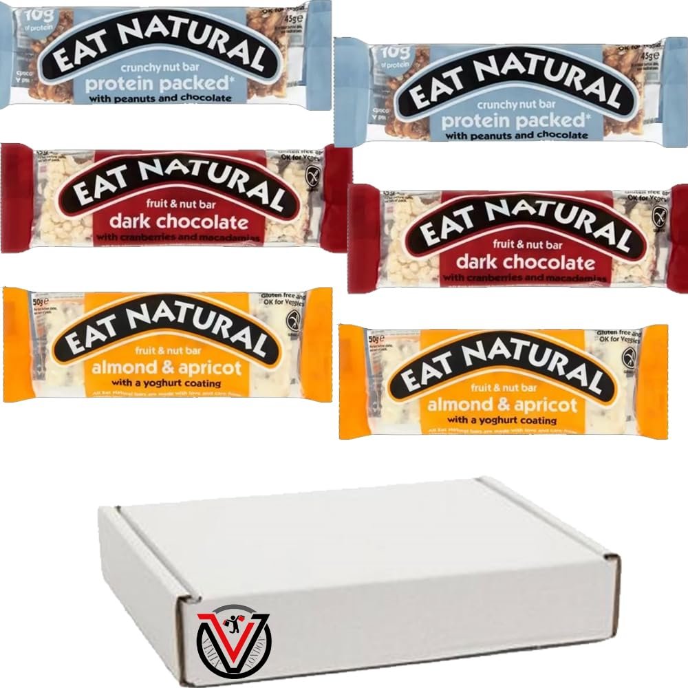 FreshCart Basics Eat-Natural Protein Packed Crunchy Nut, Fruit & Nut Bar Almond & Apricot, Fruit & Nut Bar Dark Chocolate Bar 50g (06 Bars, Mixed)