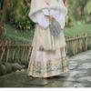 Ma Mian Skirt Imitation Makeup Flowers Hem Skirt and Pairs of Pleated Perforated Horse Face Skirt view 4