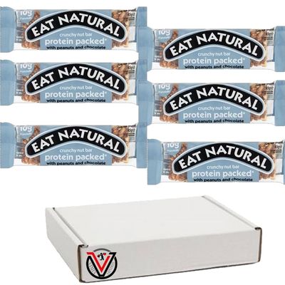 Eat-Natural Protein Packed Crunchy Nut, Fruit & Nut Bar Almond & Apricot, Fruit & Nut Bar Dark Chocolate Bar 50g (06 Bars, Protein Packed Crunchy Nut)