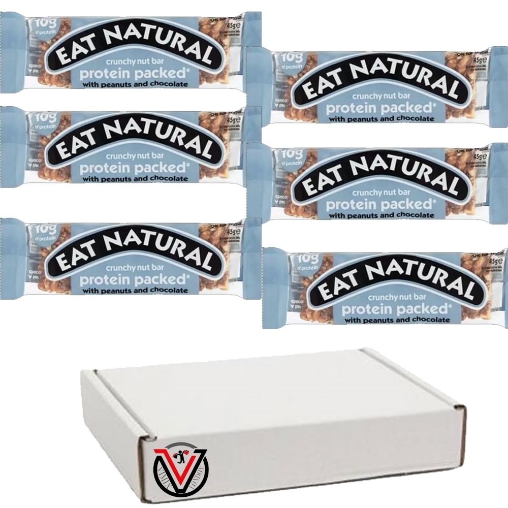 Eat-Natural Protein Packed Crunchy Nut, Fruit & Nut Bar Almond & Apricot, Fruit & Nut Bar Dark Chocolate Bar 50g (06 Bars, Protein Packed Crunchy Nut)