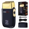 HIENA PRO Foil Shaver for Men Barber, Double Electric Foil Trimmer, Professional Electric Razor, Close Shaver, Cordless Rechargeable with USB, Detachable Design, LED Display, Black Gold view 1