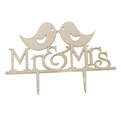 DOITOOL Wooden Wedding Cake Toppers Diy Cupcake Picks for Romantic Wedding Decor