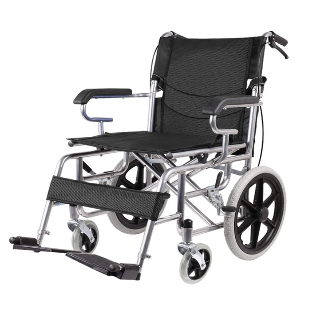 BKEKM Wheelchairs Ultra Light Portable Wheelchair with Flip Back Detachable Full Arms and Swing Away Foot Rest Folding Wheelchair for Aldults Lightweight